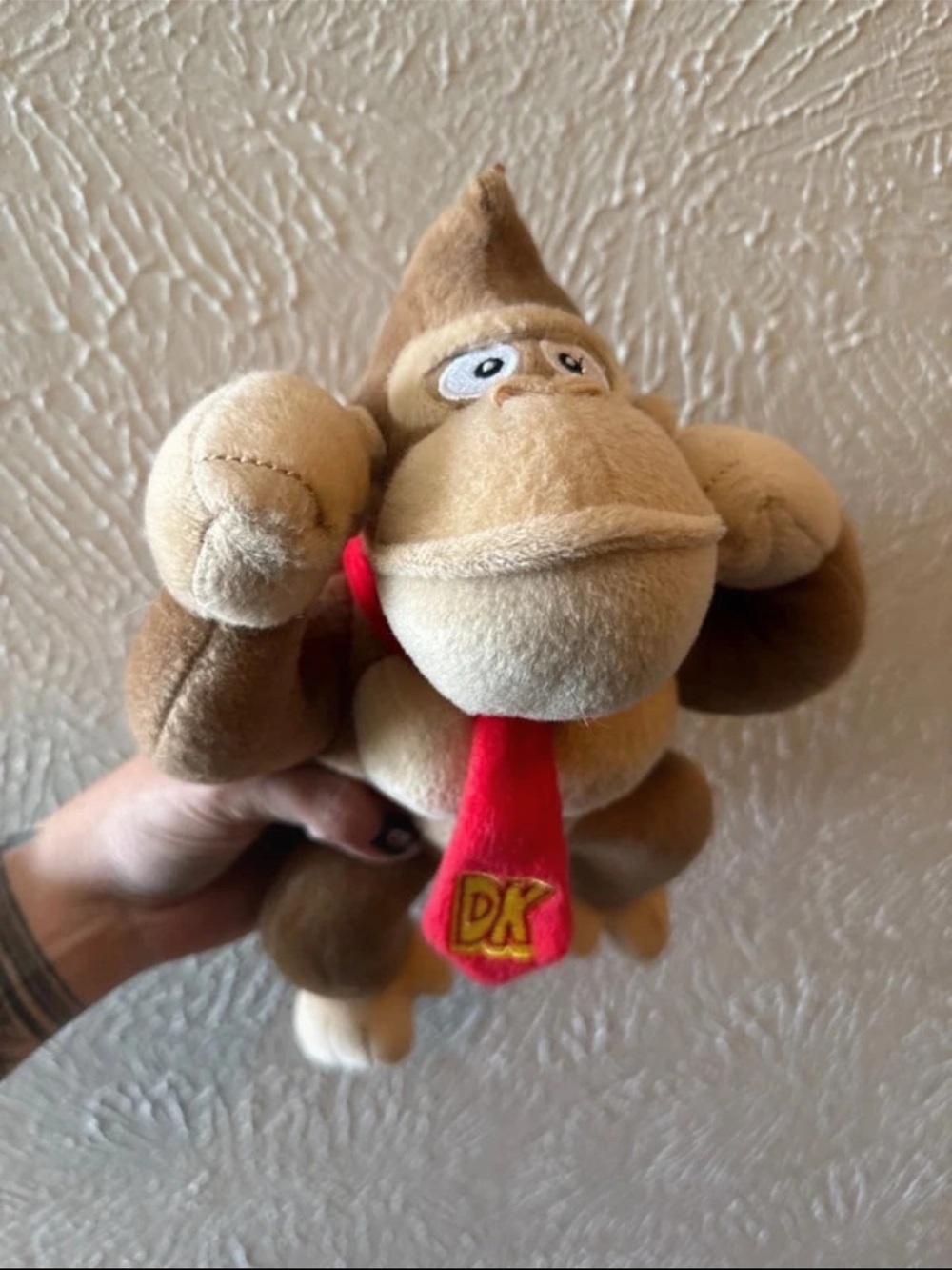 Plush Gorilla Stuffed Animal in Brown with Red Tie